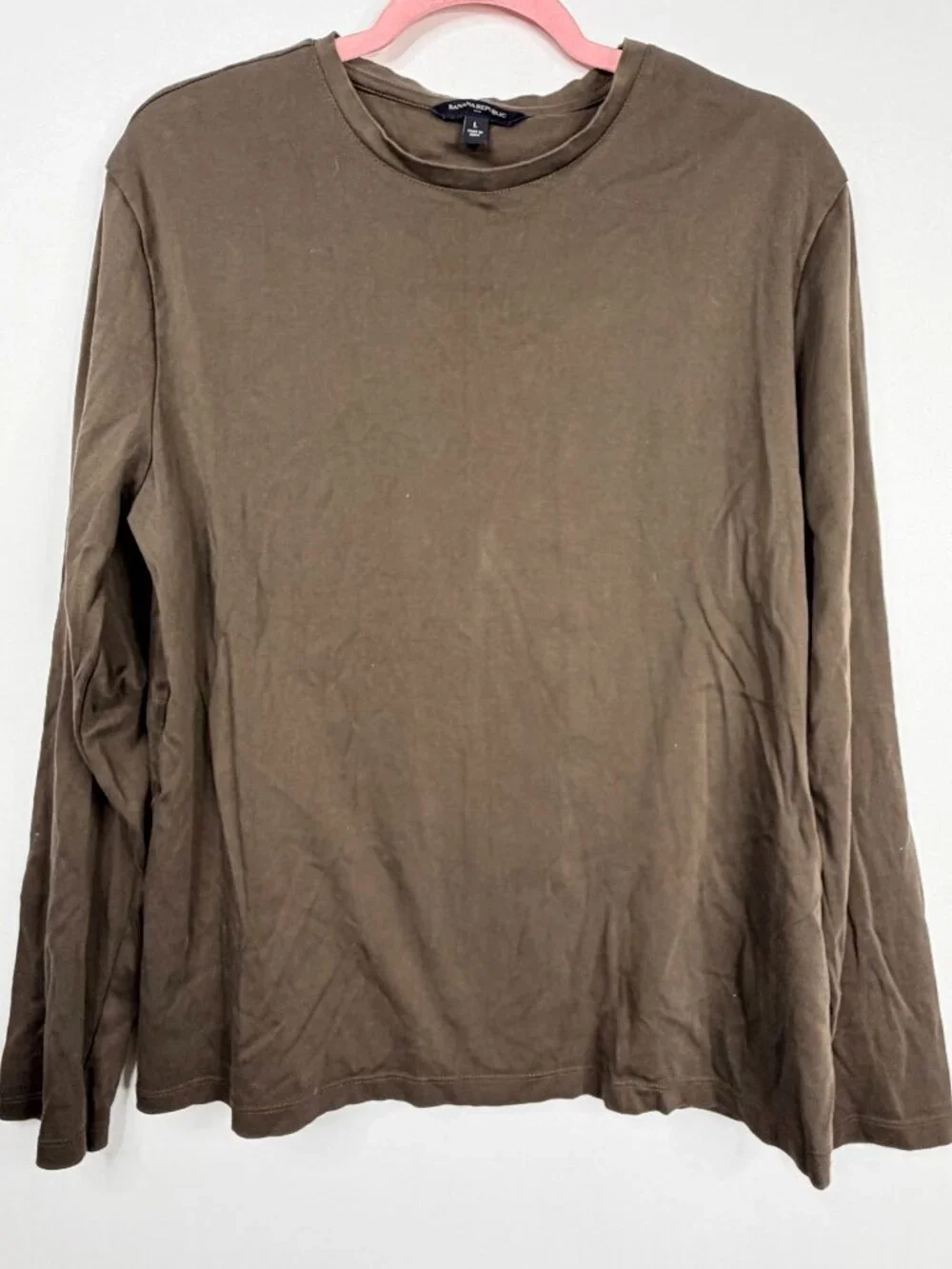 Banana Republic Luxe Touch Long Sleeve Performance Tee Brown Large #A3118